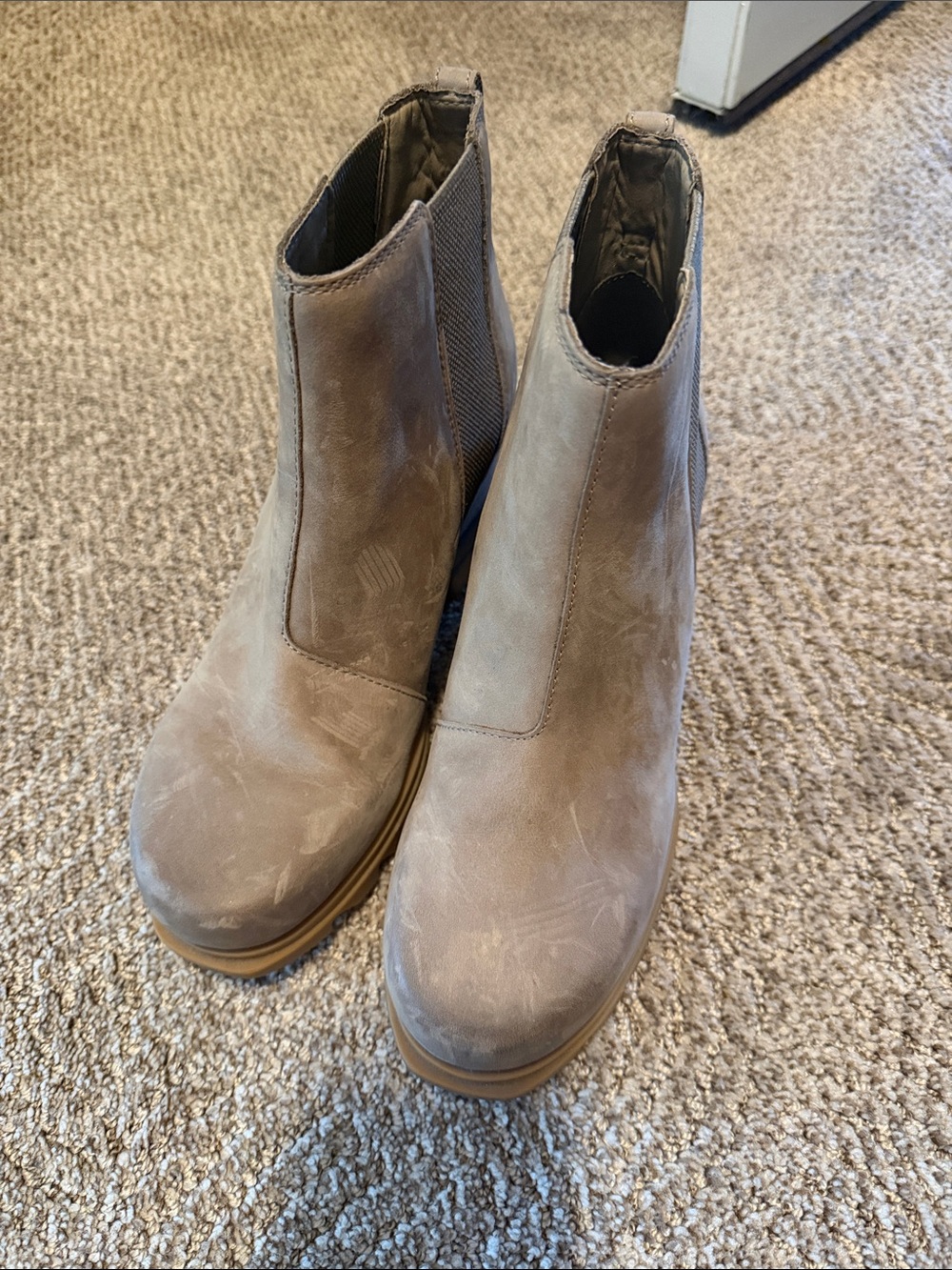 Sorel Taupe Chelsea Ankle Boots with Elastic Side Panels